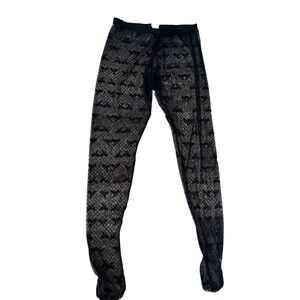 Sheer Black Mesh Coquette Ribbon Dot Grunge Whimsigoth Beach Pant Leggings XL